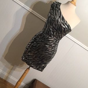 Only worn once zebra printed sequenced dress!